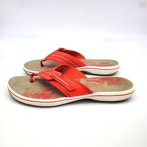 Clarks Shoes Womens 10M Toe Post Sandals Brinkley Sea